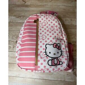 Sanrio Hello Kitty 10" Faux Leather White And Pink Mini Backpack